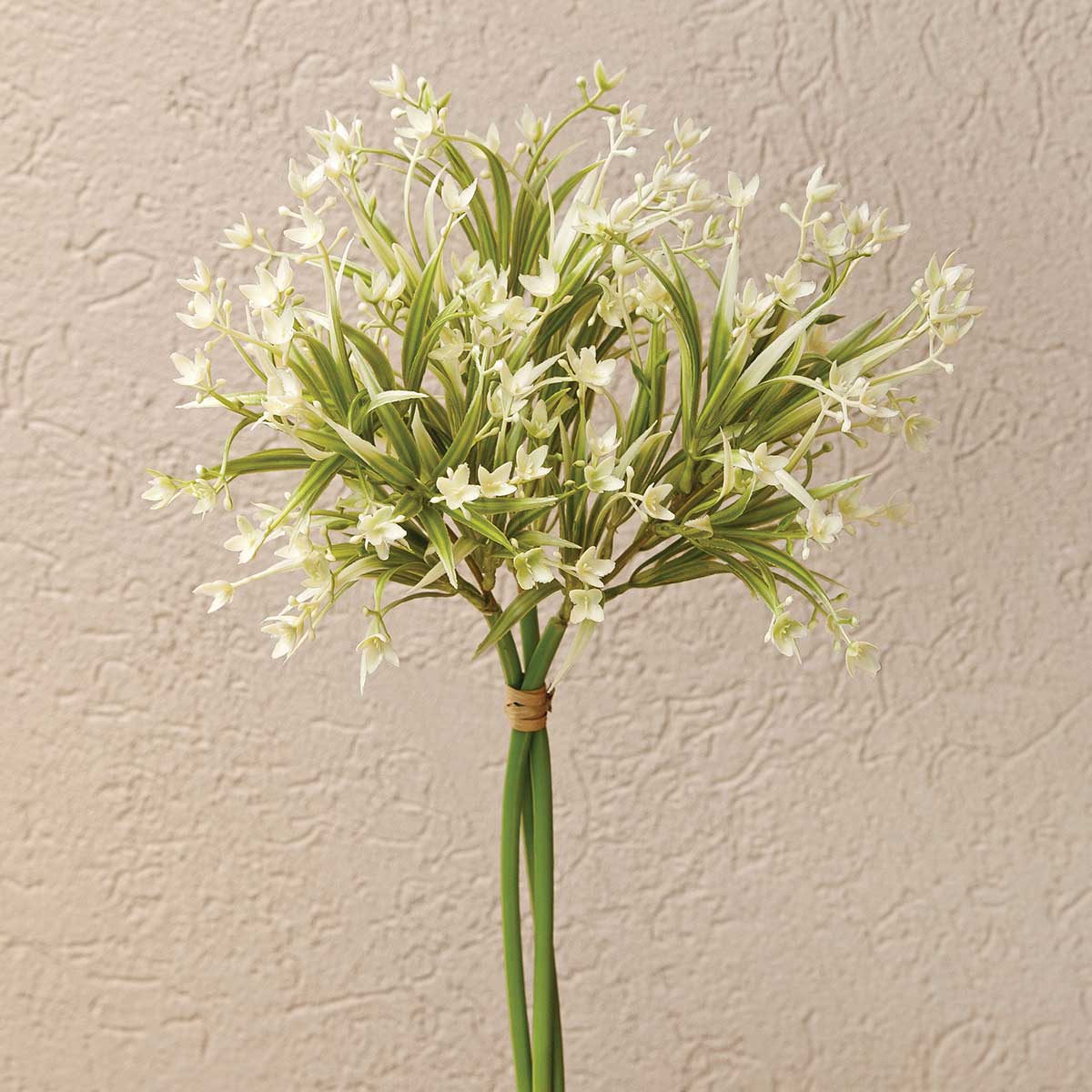 BUNDLE OF 3 FLOWER GRASS WHITE 9IN X 15IN TIED WITH RAFFIA